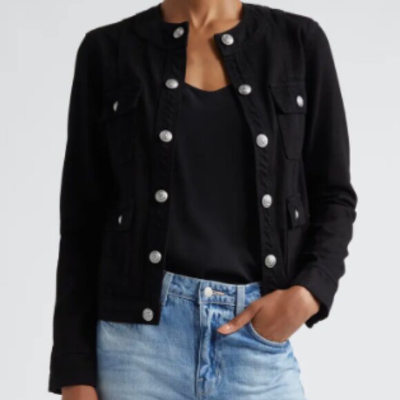 NWT L'AGENCE Long Sleeve Yari Collarless Denim Jacket SZ XXS - Picture 1 of 11